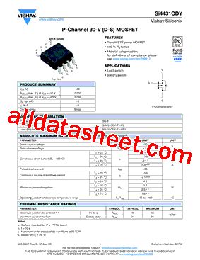 SI4431CDY T1 GE3 Datasheet PDF Vishay Siliconix