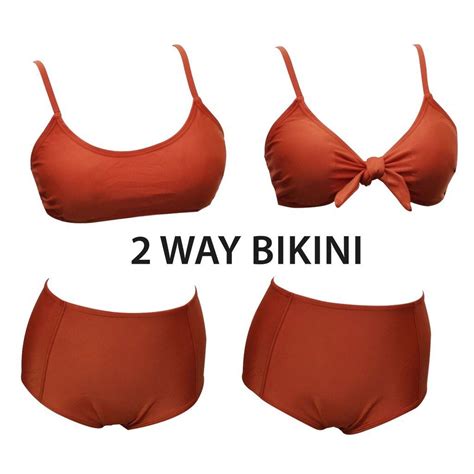 2 Way Highwaist Bikini In Orange Women S Fashion Swimwear Bikinis Swimsuits On Carousell