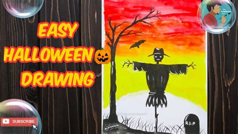 Easy Halloween Scenery Drawing How To Draw Halloween Hunted Scenery