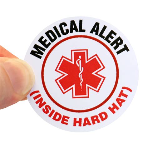 Medical Alert Inside Hard Hat Hard Hat Decals Signs, SKU: HH-0408