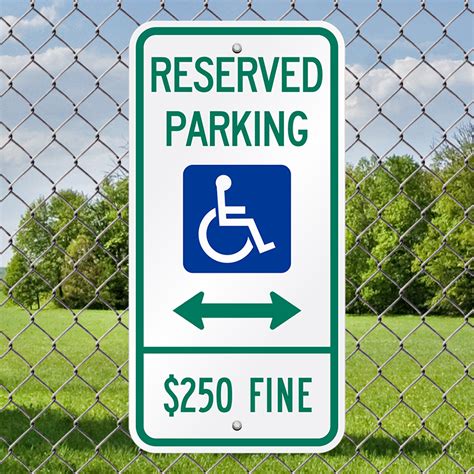 Handicapped Reserved Parking Sign 250 Fine Sign