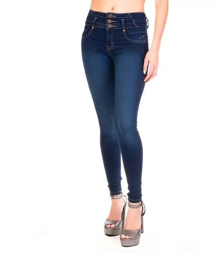 Pantalón Jeans Mezclilla Stretch Dama Pretina Alta 3 Botones MercadoLibre