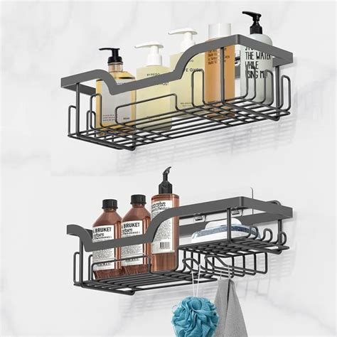 AJW Lot de 2 Etagère Rangement Douche Paniers Rangement D organisateur