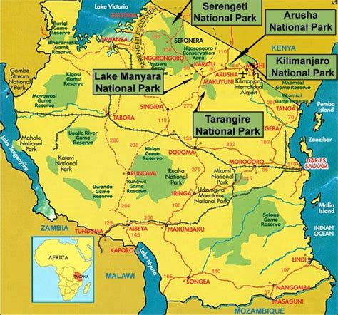 Map of Tanzania - Tanzania Parks Adventure