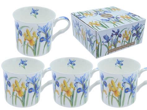 Heritage Bone China Iris Mugs Set Of 4 Gift Boxed