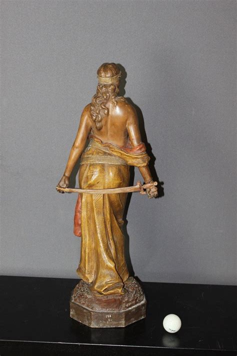 Proantic Terre Cuite Polychrome Titr E Judith Par Goldscheider Ve