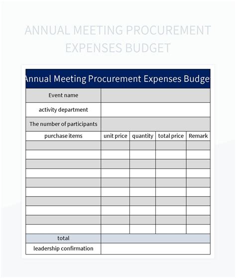 Annual Meeting Procurement Expenses Budget Excel Template And Google