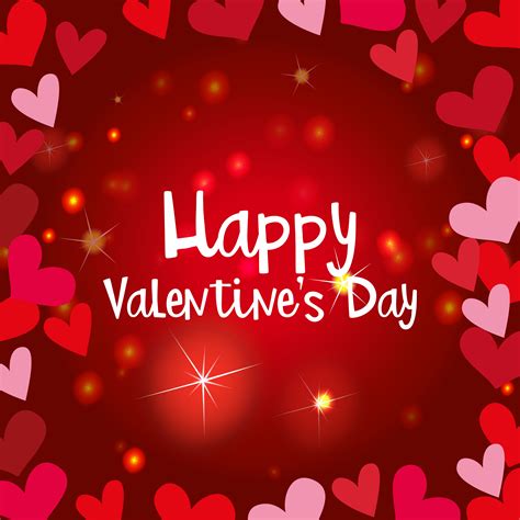 Happy Valentine Card Template With Shiny Hearts Vector Art At