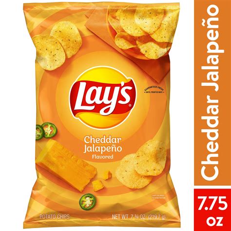 Lay S Cheddar Jalapeno Flavored Potato Chips 7 75 Oz Bag Walmart