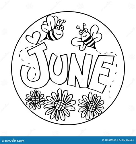 June Coloring Pages for Kids Stock Illustration - Illustration of ...