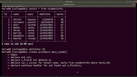 Display Records From Table Using Cursor In Mysql Youtube