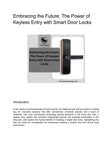 Ppt Embracing The Future The Power Of Keyless Entry With Smart Door