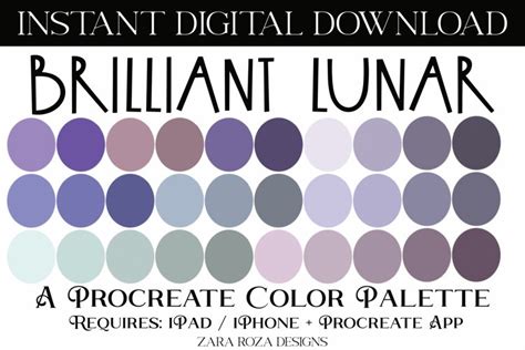 Brilliant Lunar Procreate Color Palette 30 Swatches