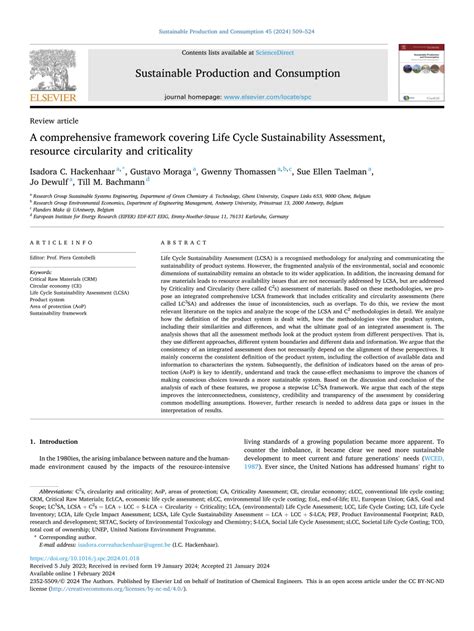 Pdf A Comprehensive Framework Covering Life Cycle Sustainability