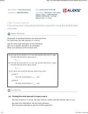 Aleks Calculating And Computing Total Loan Payments Using The Aleks