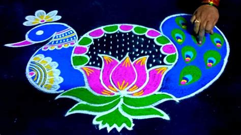 New Year Rangoli Sankranthi Muggulu Peacock Rangoli Design