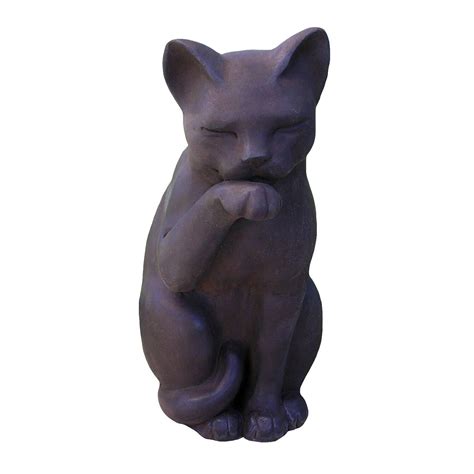 Cast Stone Cement Contented Cat Outdoor Garden Statue Ebay