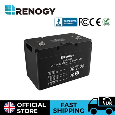 Renogy 100ah Solar Lithium Battery 12v Lifepo4 Smart Leisure Bms Deep Cycles Rv £50999