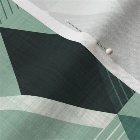 Green Geometric Cabins In The Forest Fabric Spoonflower