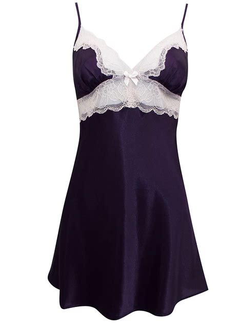 Boux Avenue Boux Avenue Purple Cheryl Satin And Lace Chemise And Robe