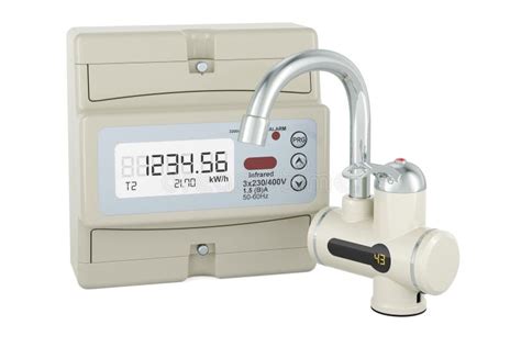 Instant Electric Hot Water Heater With Electric Meter D Rendering Stock Illustration