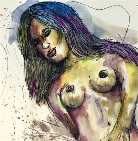 Original Grafik Akt Erotische Zeichnung Nude Erotik Art A Female Act