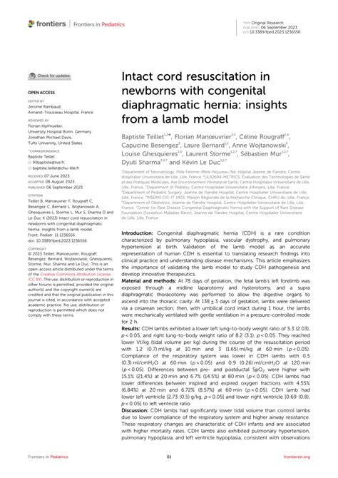 (PDF) Intact cord resuscitation in newborns with congenital diaphragmatic hernia: insights from ...