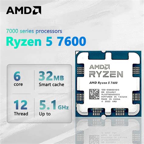 Amd Ryzen 5 7600 Ryzen 5 7000 Series 6 Core 38 Ghz Socket Am5 65w Amd Radeon Graphics