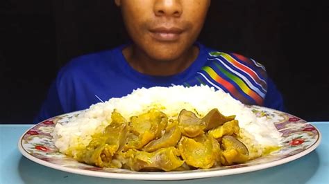 Eat Rice Stir Fried Chicken Gizzards Asmr Youtube