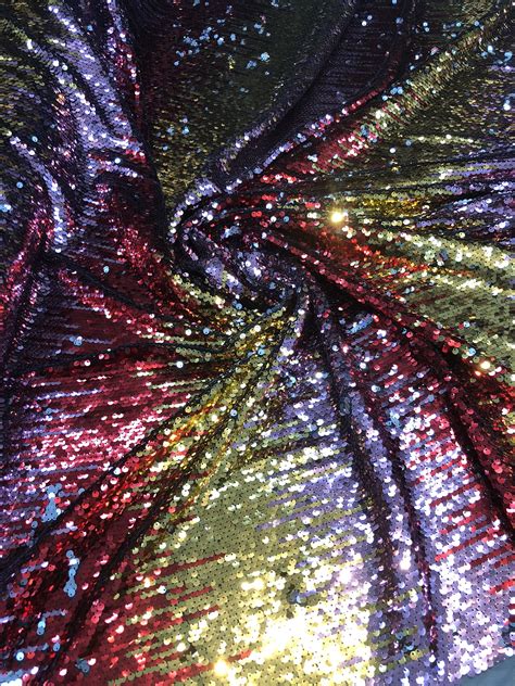 Multi Color Sequins 54 Wide Beautiful Red Gold Purple Color Combo