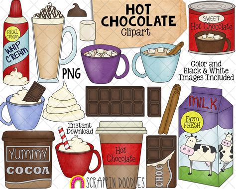 Hot Chocolate Clipart Cocoa Clip Art Whip Cream Chocolate Bar Milk Carton Commercial