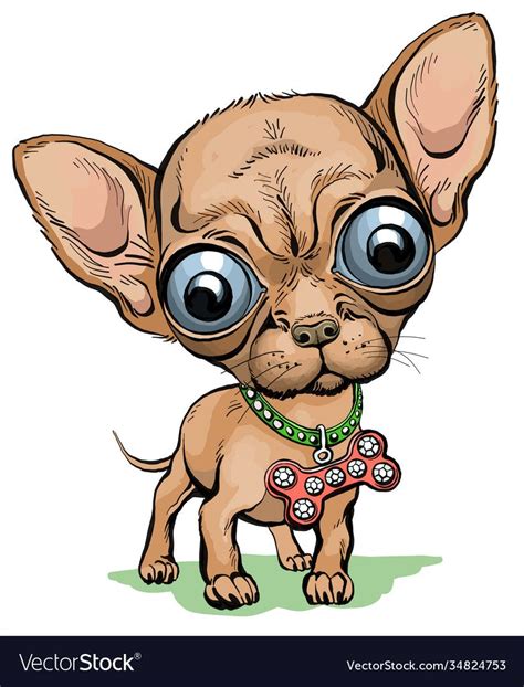 Vector. Illustration. Cartoon funny puppy dog chihuahua dark color ...