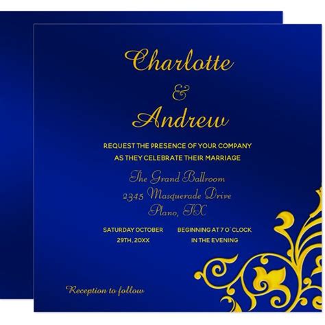 Royal Blue and Gold Wedding Invitation | Zazzle | Yellow wedding theme ...