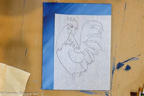 Paint a Rooster - Pamela Groppe Art - Acrylic Painting for Beginners