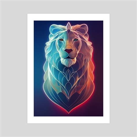 glowing lion illustration, an art print by Art Flow - INPRNT