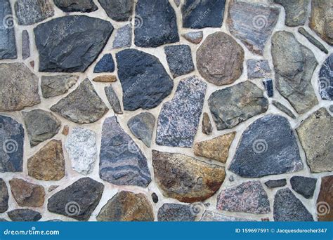 Fieldstone Rock Pattern Wall Texture Natural Stones Home Facade Stock