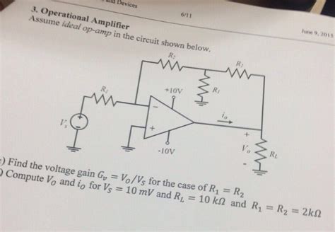 Solved Assume Ideal Op In The Circuit Shown Below Find Chegg