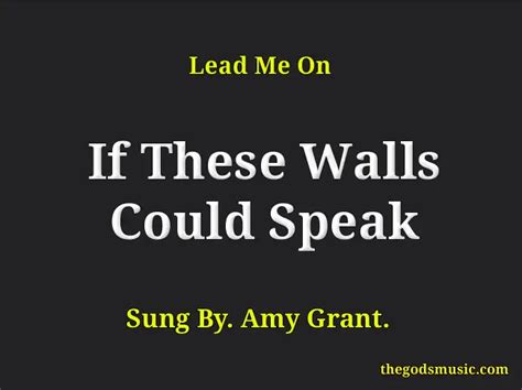 If These Walls Could Speak Christian Song Lyrics