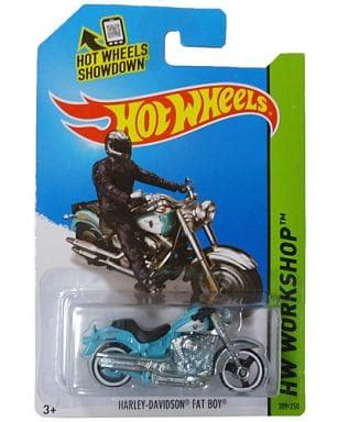 駿河屋 HARLEY DAVIDSON FAT BOY ライトブルーブラックシルバー Hot Wheels HW WORKSHOP BFD B ホット