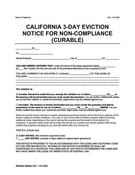 California Eviction Notice Forms Free Templates Editable 30 Day Notice To Vacate In California