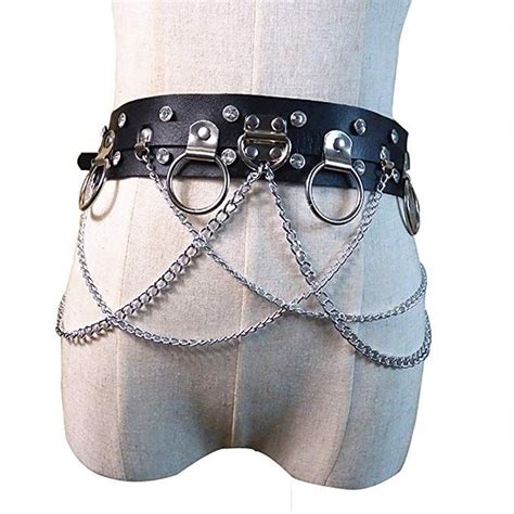 Women Faux Leather Harness Garter Belt Adjustable Waist Leg Body Caged