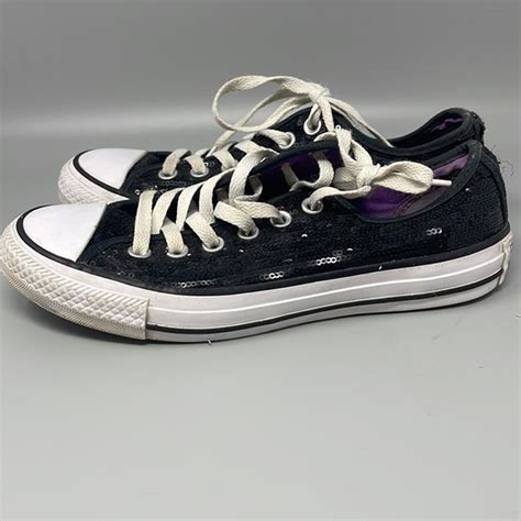 Converse Chuck Taylor All Star Black Sequin Shoes Siz… - Gem