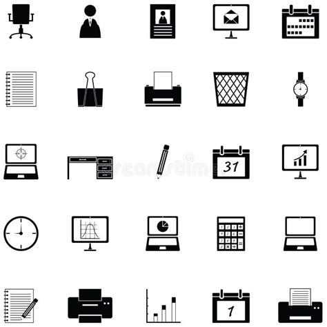 Sistema Del Icono Del Mobiliario De Oficinas Ilustraci N Del Vector