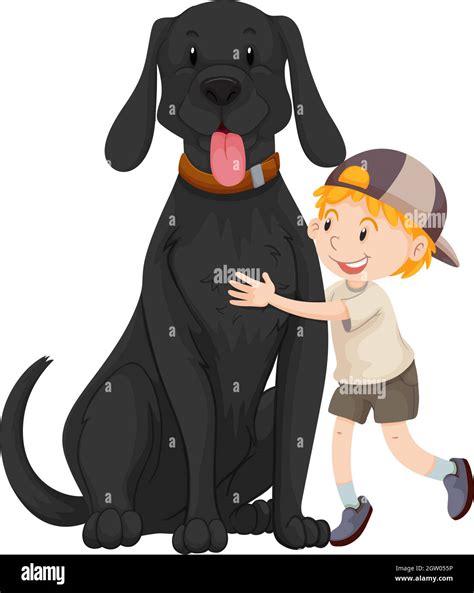 Boy hugging giant black dog Stock Vector Image & Art - Alamy