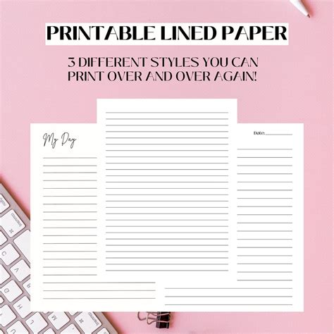 Printable Lined Paper, Lined Notes Printable, Lined Sheets Printable ...