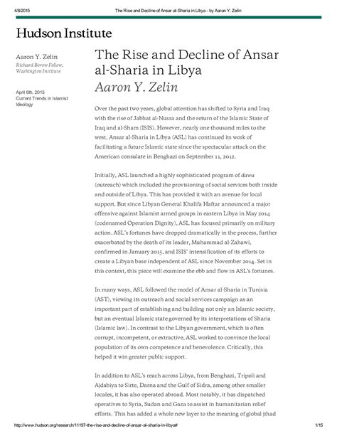 The Rise And Decline Of Ansar Al Sharia In Libya The Washington Institute