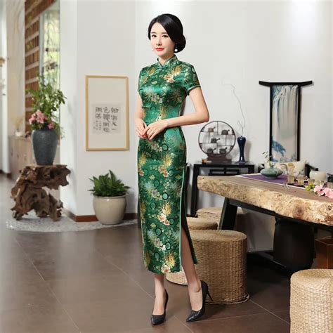 Aliexpress Buy New Green Women Qipao Stain Cheongsam Chinese