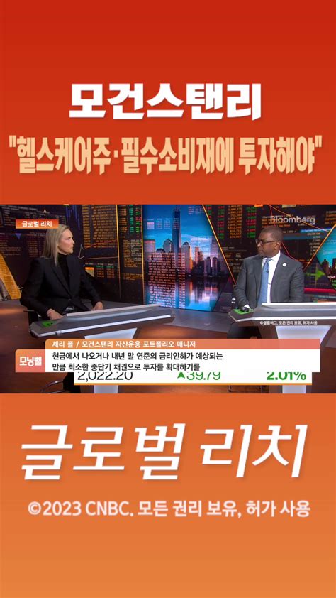 숏폼 모건스탠리 헬스케어주·필수소비재에 투자해야 Sbs Biz