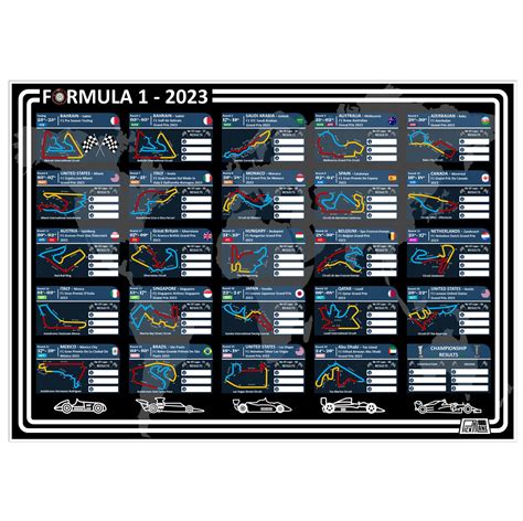 Buy Pick A Lane Formula 1 Racing Schedule 2023 Wallchart SRA3 450mm X