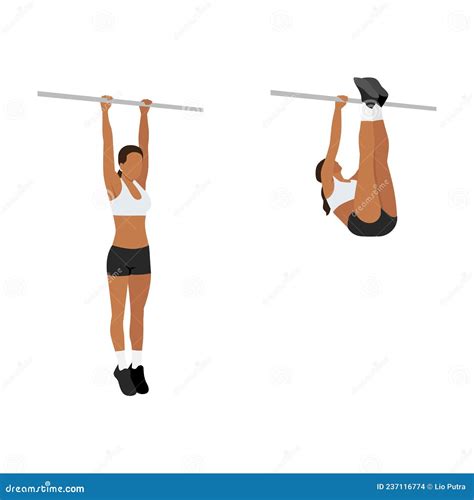 Man Doing Hanging Knee Leg Raises Abdominals Exercise Cartoon Vector 200250697